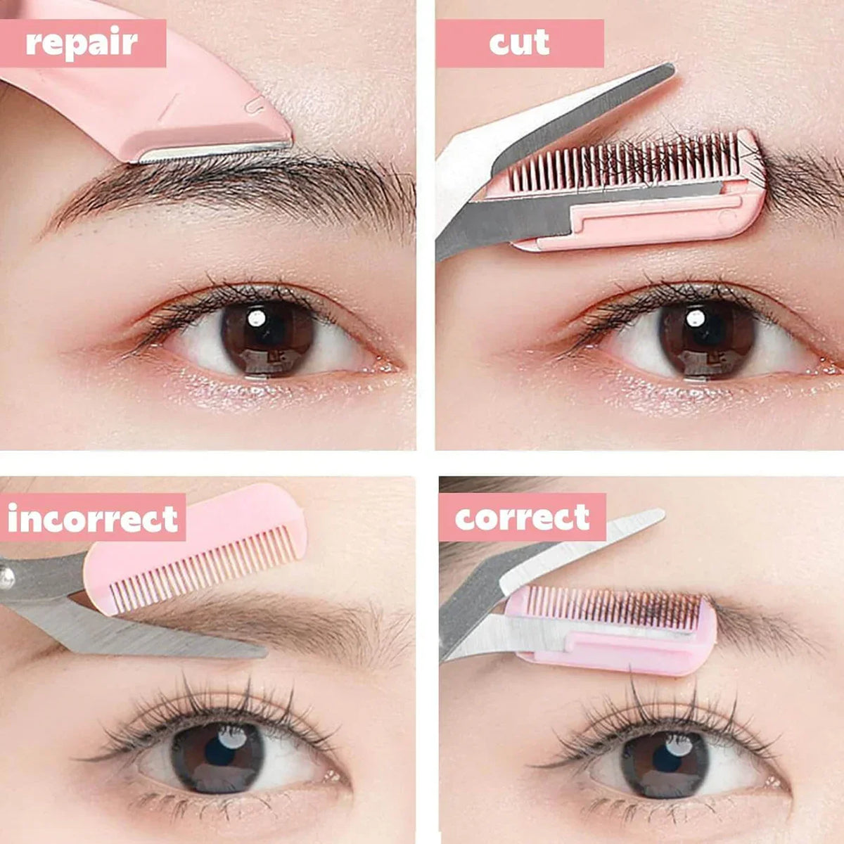 Eyebrow Trimmer Integrated Comb Stainless Steel Blades
