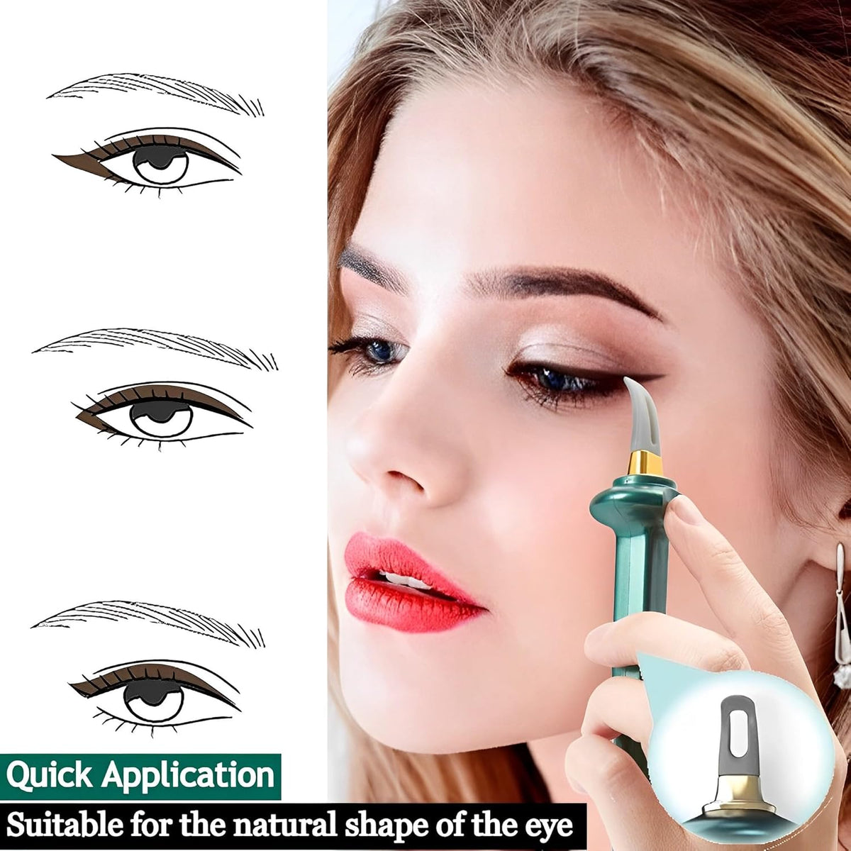 Eyeliner Brush & Cream Curved Silicone Ergonomic Smudge-Resistant