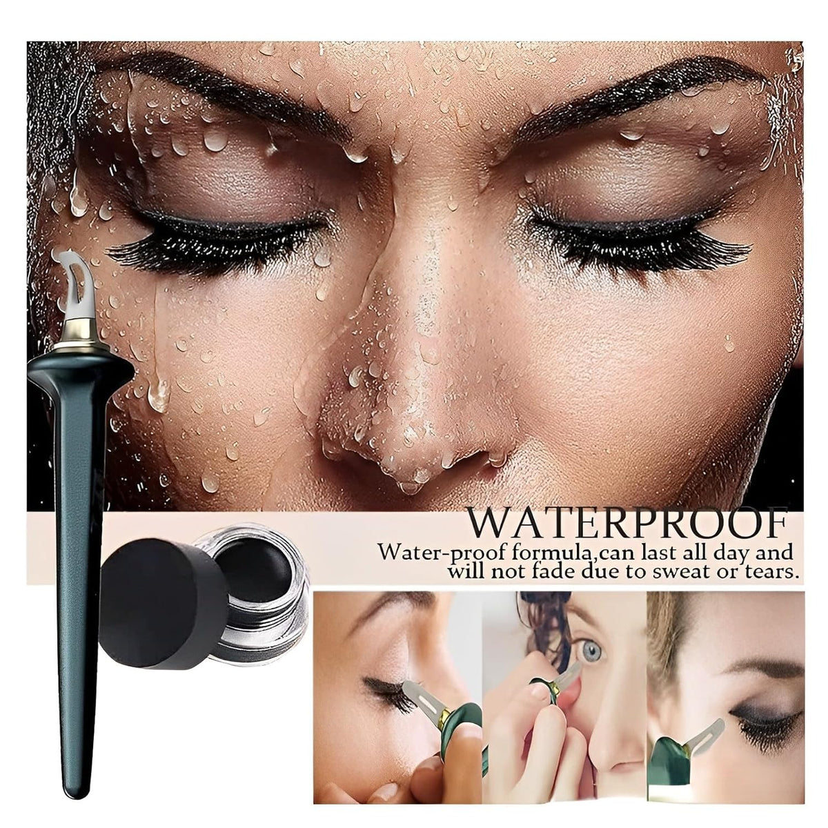 Eyeliner Brush & Cream Curved Silicone Ergonomic Smudge-Resistant