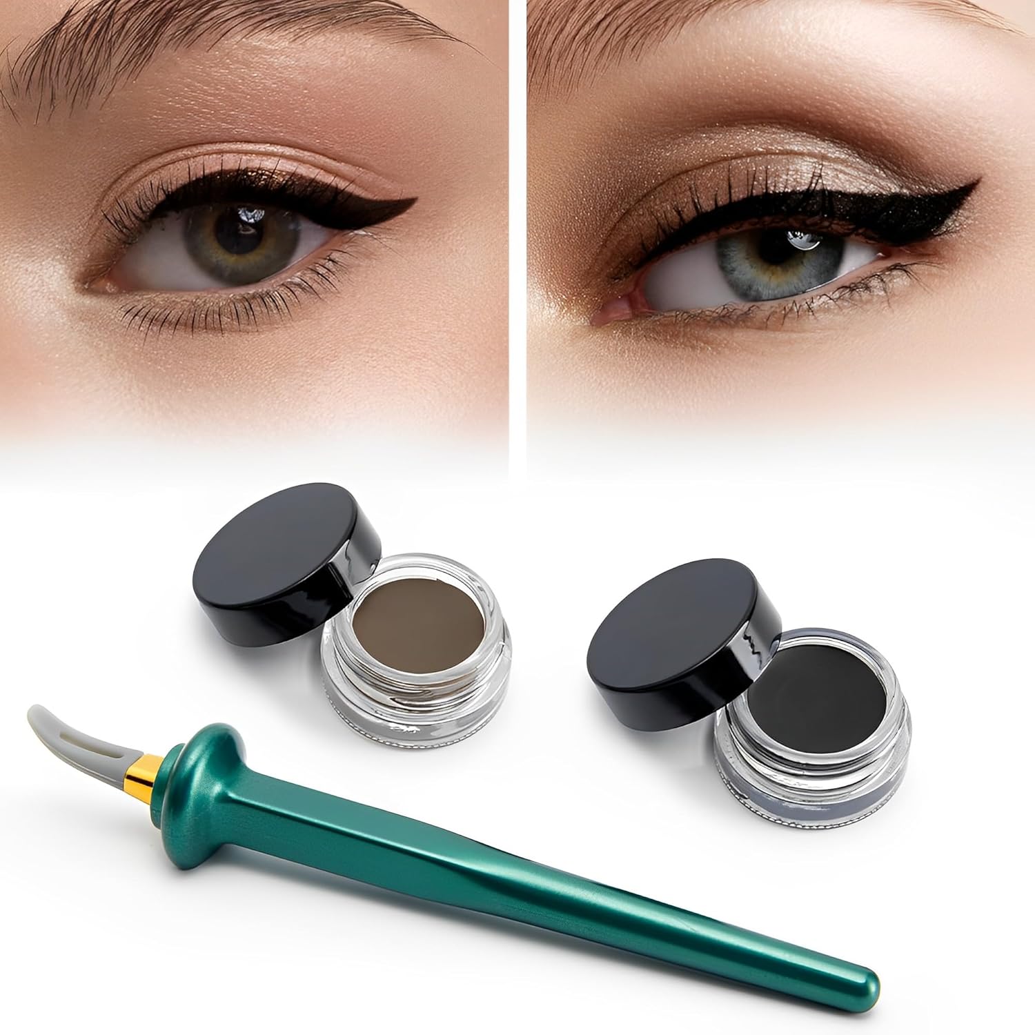 Eyeliner Brush & Cream Curved Silicone Ergonomic Smudge-Resistant