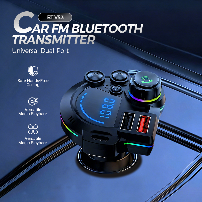 FM Transmitter Bluetooth 5.3 Dual USB Fast Charge
