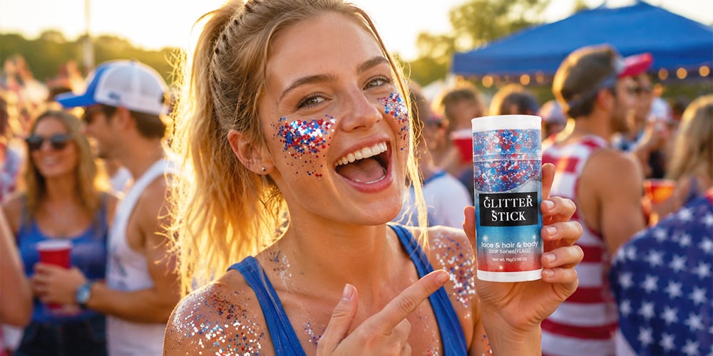 Face & Body Glitter Stick Tri-Color Sweat-Resistant Non-Toxic