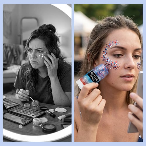 Face & Body Glitter Stick Tri-Color Sweat-Resistant Non-Toxic