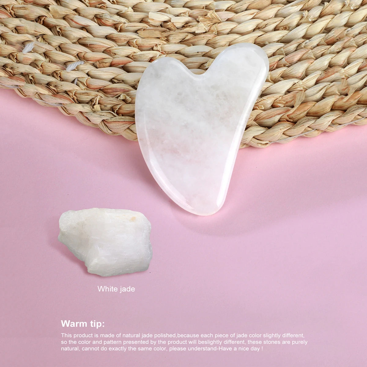 Facial Gua Sha Tool White Jade Heart Shape