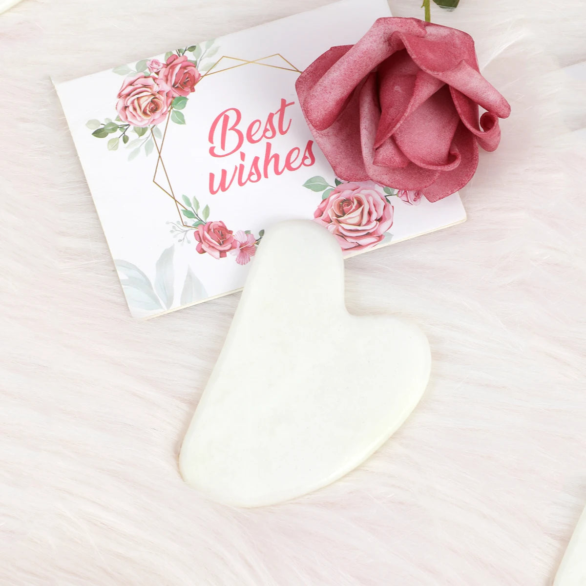 Facial Gua Sha Tool White Jade Heart Shape
