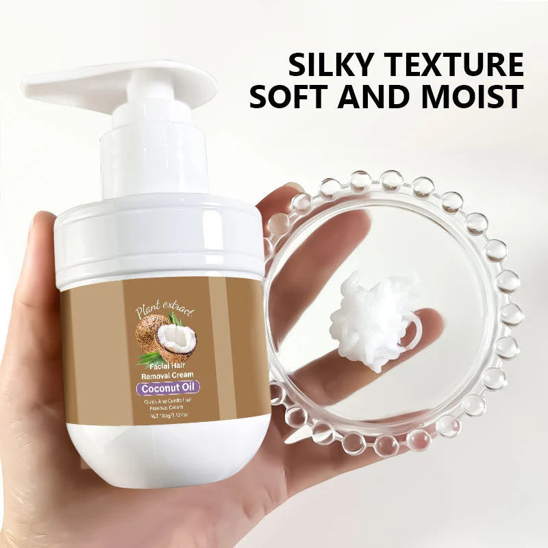 Facial Hair Removal Cream Plant-Based Coconut Oil & Aloe