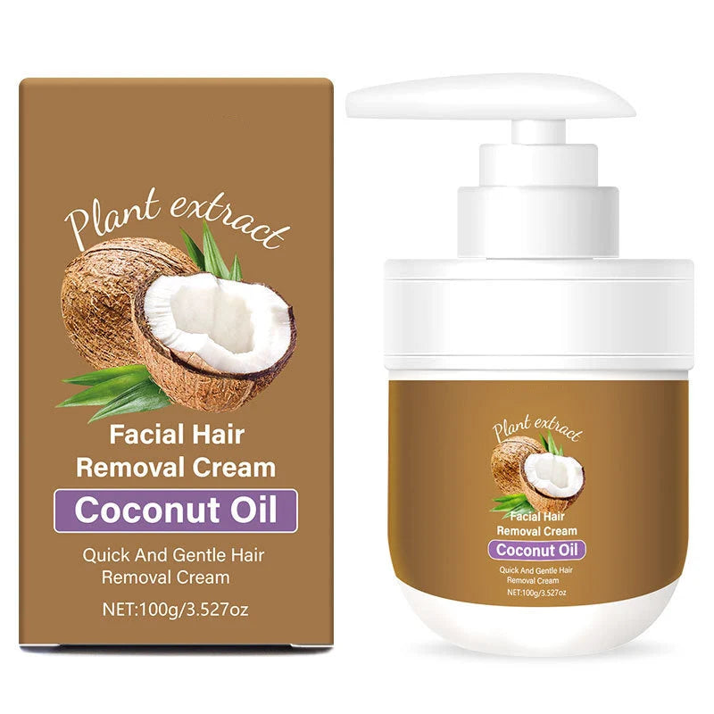Facial Hair Removal Cream Plant-Based Coconut Oil & Aloe