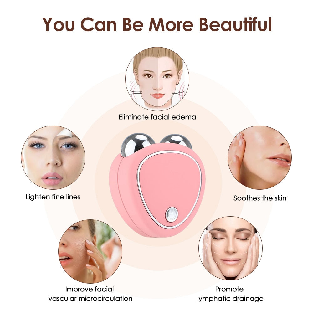 Facial Massager EMS Microcurrent Dual Roller USB Rechargeable