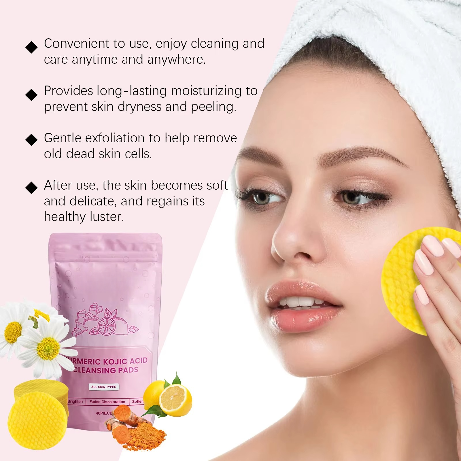 Facial Pads Turmeric & Lemon Peel Pack of 40