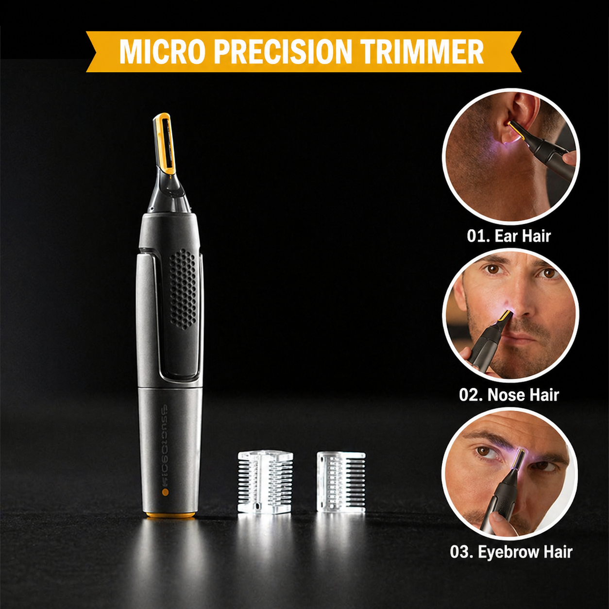 Facial Trimmer Titanium-Coated Blade With LED Light