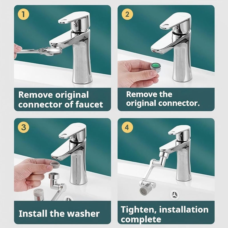 Faucet Adapter 1080° Swivel Polished Chrome Tool-Free