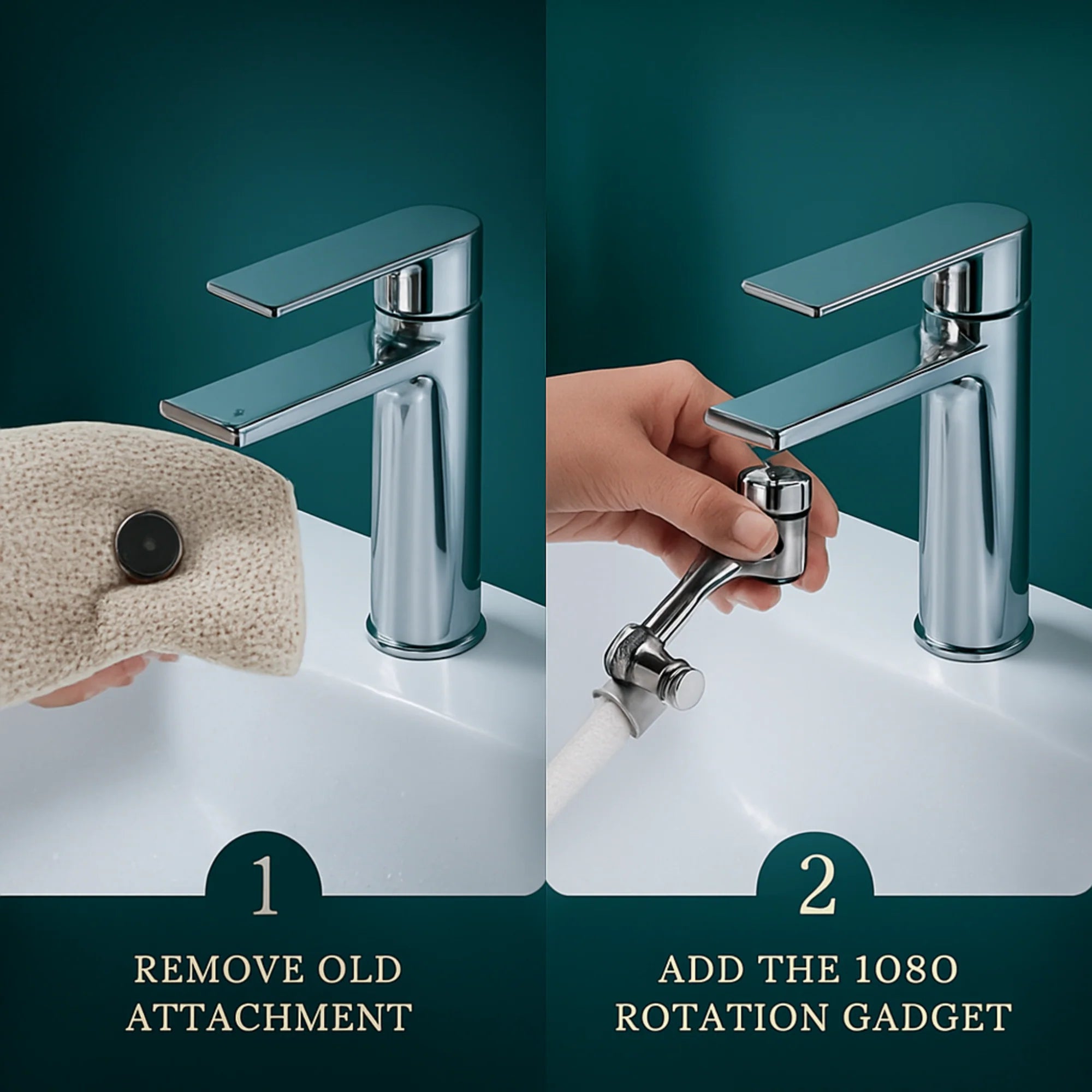 Faucet Attachment 1080 Degree Swivel Spray & Shower Modes