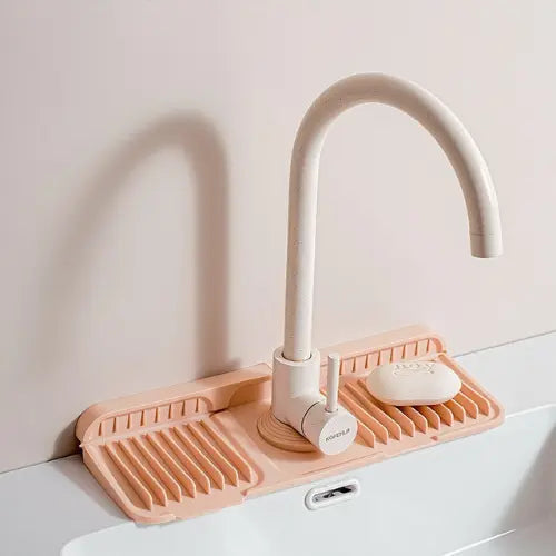 Faucet Drip Mat Grooved Silicone Non-Slip