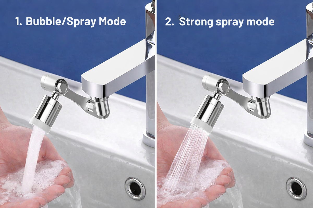 Faucet Extender Stainless Steel 1080° Rotation Spray & Jet