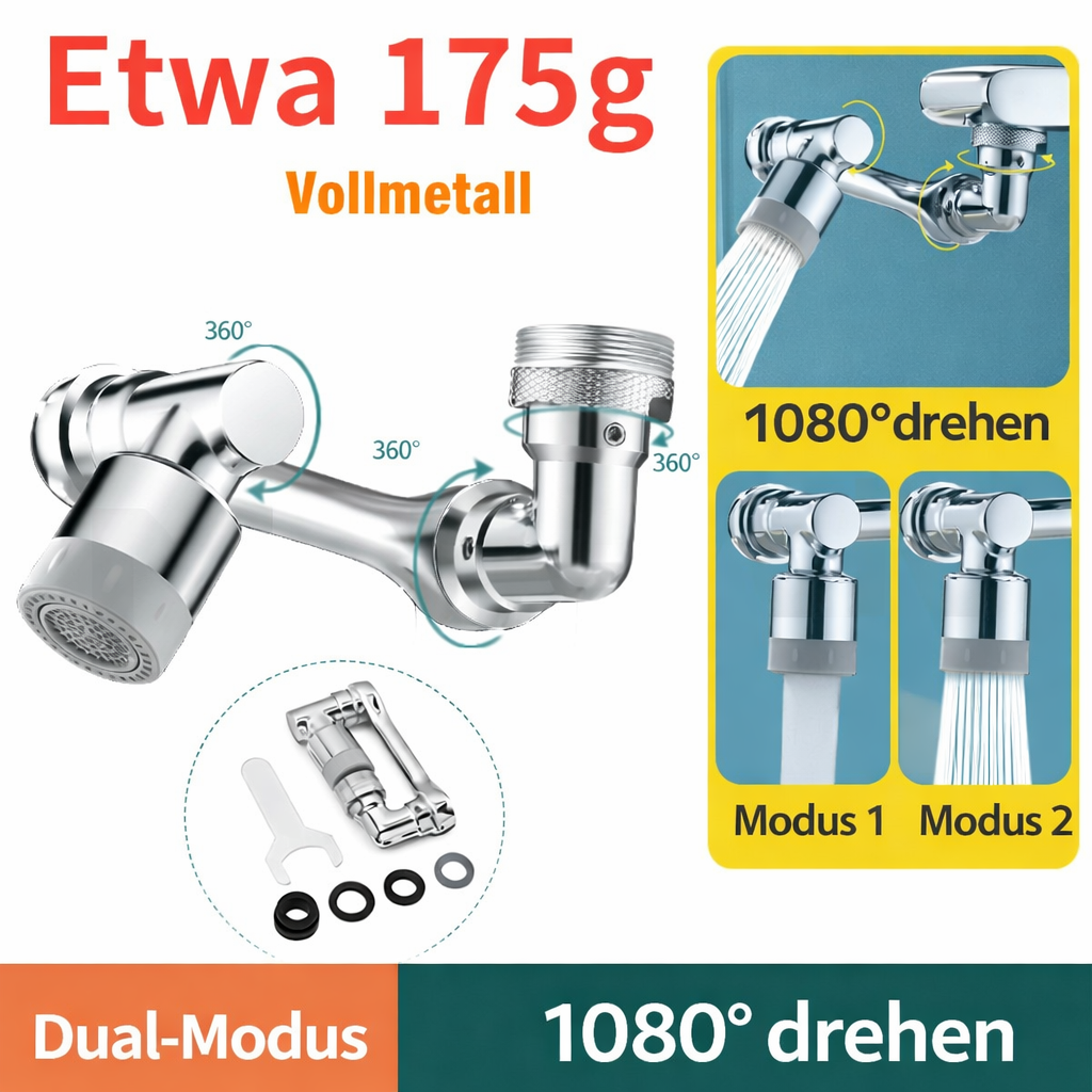 Faucet Extender Stainless Steel 1080° Rotation Spray & Jet