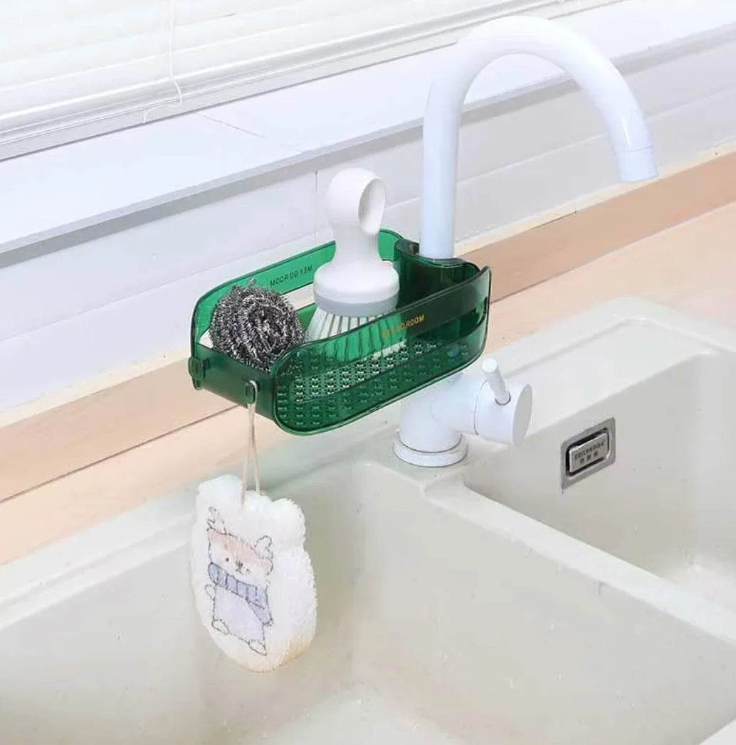 Faucet Organizer Tool-Free Clamp Elevated Drainage Tray
