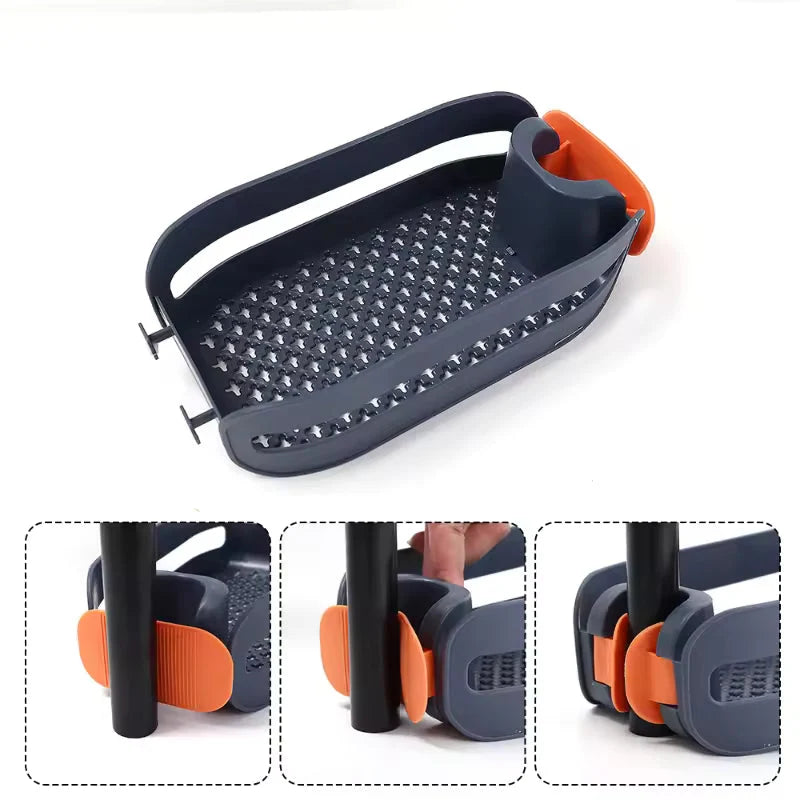 Faucet Organizer Tool-Free Clamp Elevated Drainage Tray