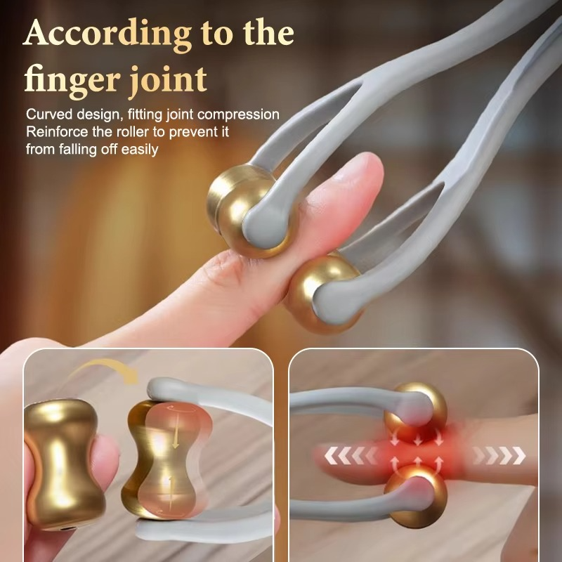 Finger Massager Brass Rollers Ergonomic Portable