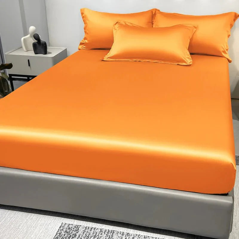 Fitted Sheet Satin Cotton Breathable All-Around Elastic