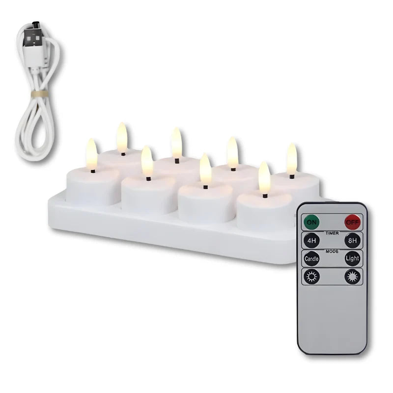 Flameless Candle Set USB Rechargeable Remote & Timer