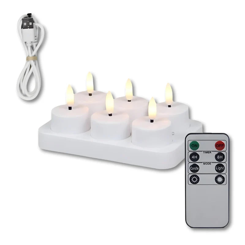 Flameless Candle Set USB Rechargeable Remote & Timer