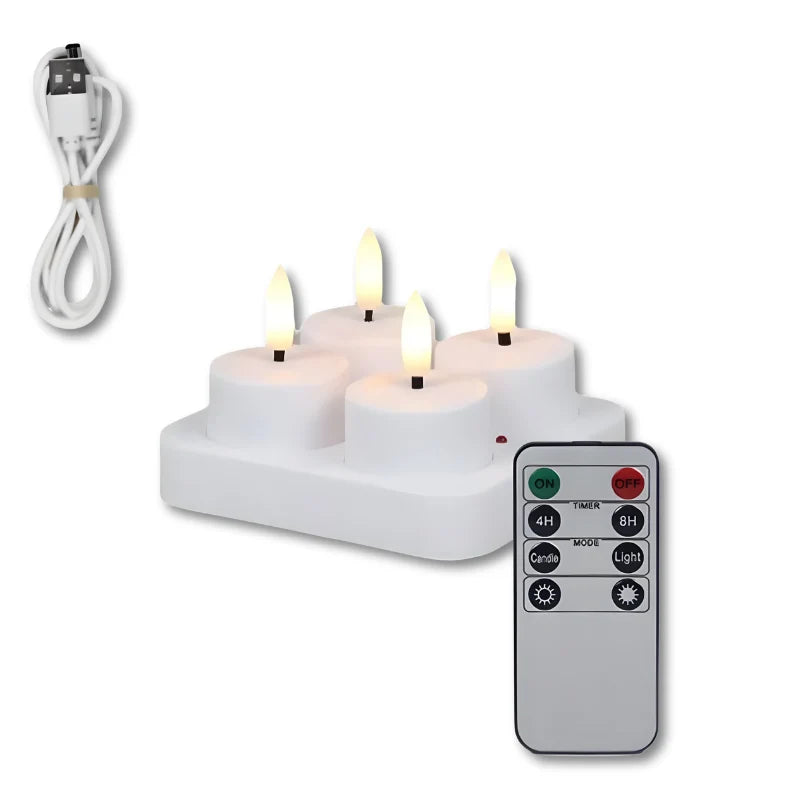 Flameless Candle Set USB Rechargeable Remote & Timer