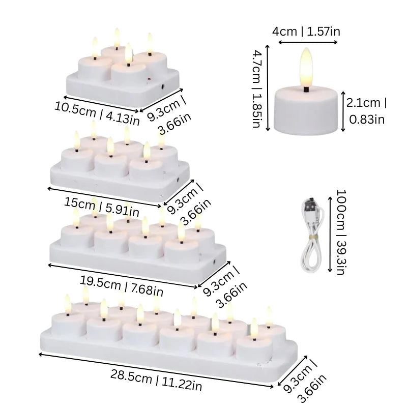 Flameless Candle Set USB Rechargeable Remote & Timer