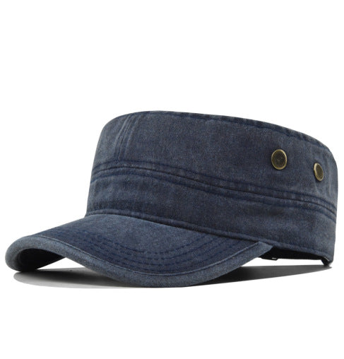 Flat Cap Military Curved Brim Breathable Cotton Adjustable Buckle