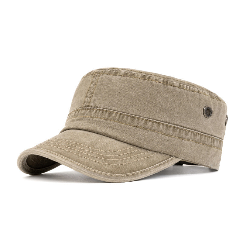 Flat Cap Military Curved Brim Breathable Cotton Adjustable Buckle