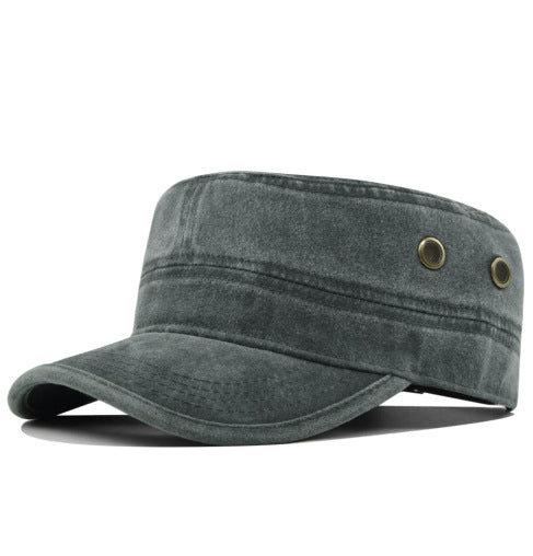 Flat Cap Military Curved Brim Breathable Cotton Adjustable Buckle