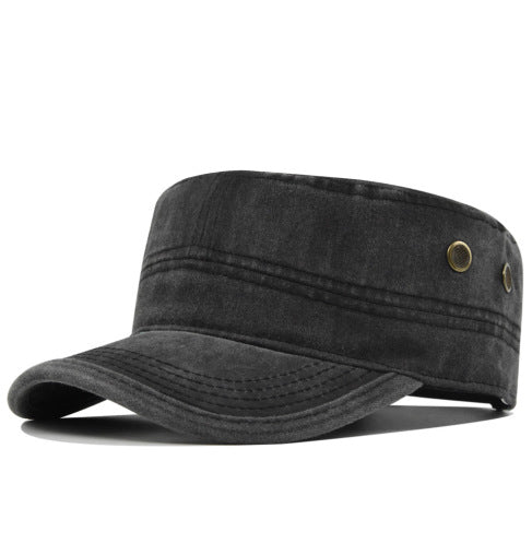 Flat Cap Military Curved Brim Breathable Cotton Adjustable Buckle