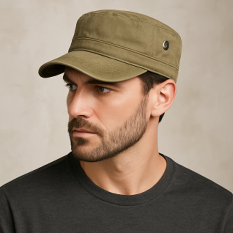 Flat Cap Military Curved Brim Breathable Cotton Adjustable Buckle