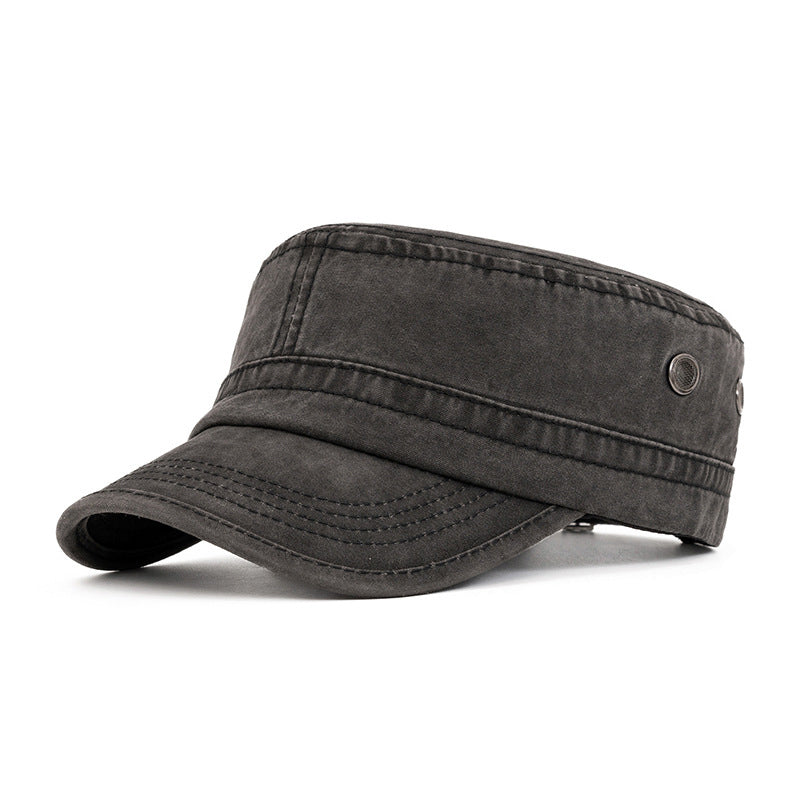 Flat Cap Military Curved Brim Breathable Cotton Adjustable Buckle
