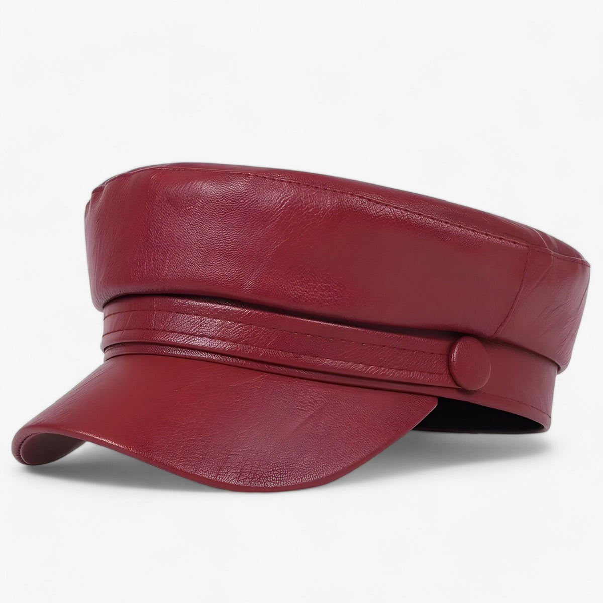 Flat Cap Octagonal PU Leather Adjustable Strap