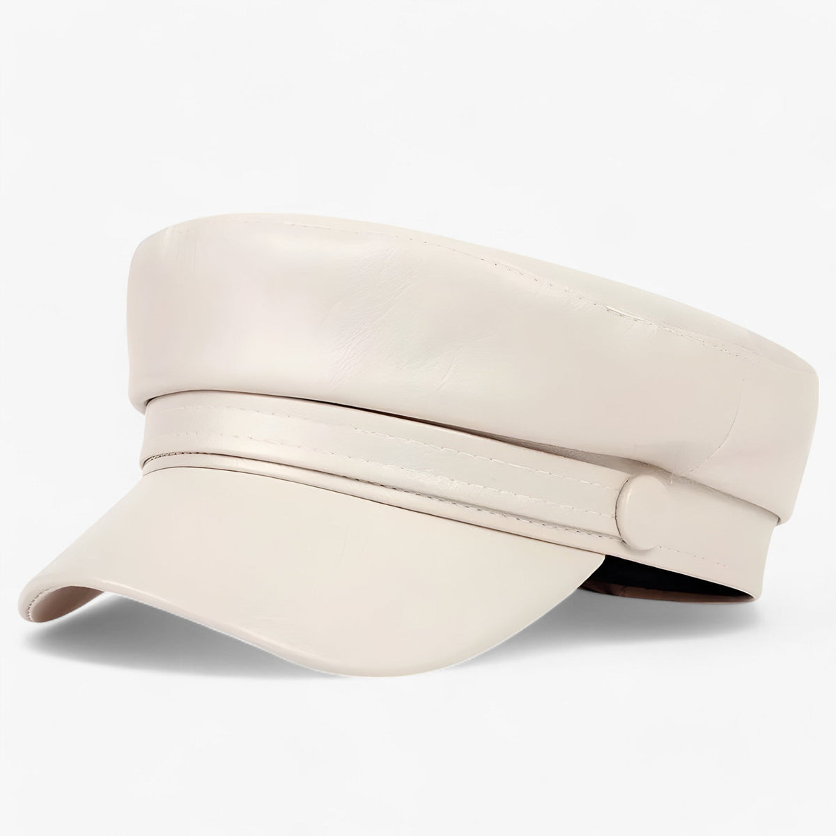 Flat Cap Octagonal PU Leather Adjustable Strap