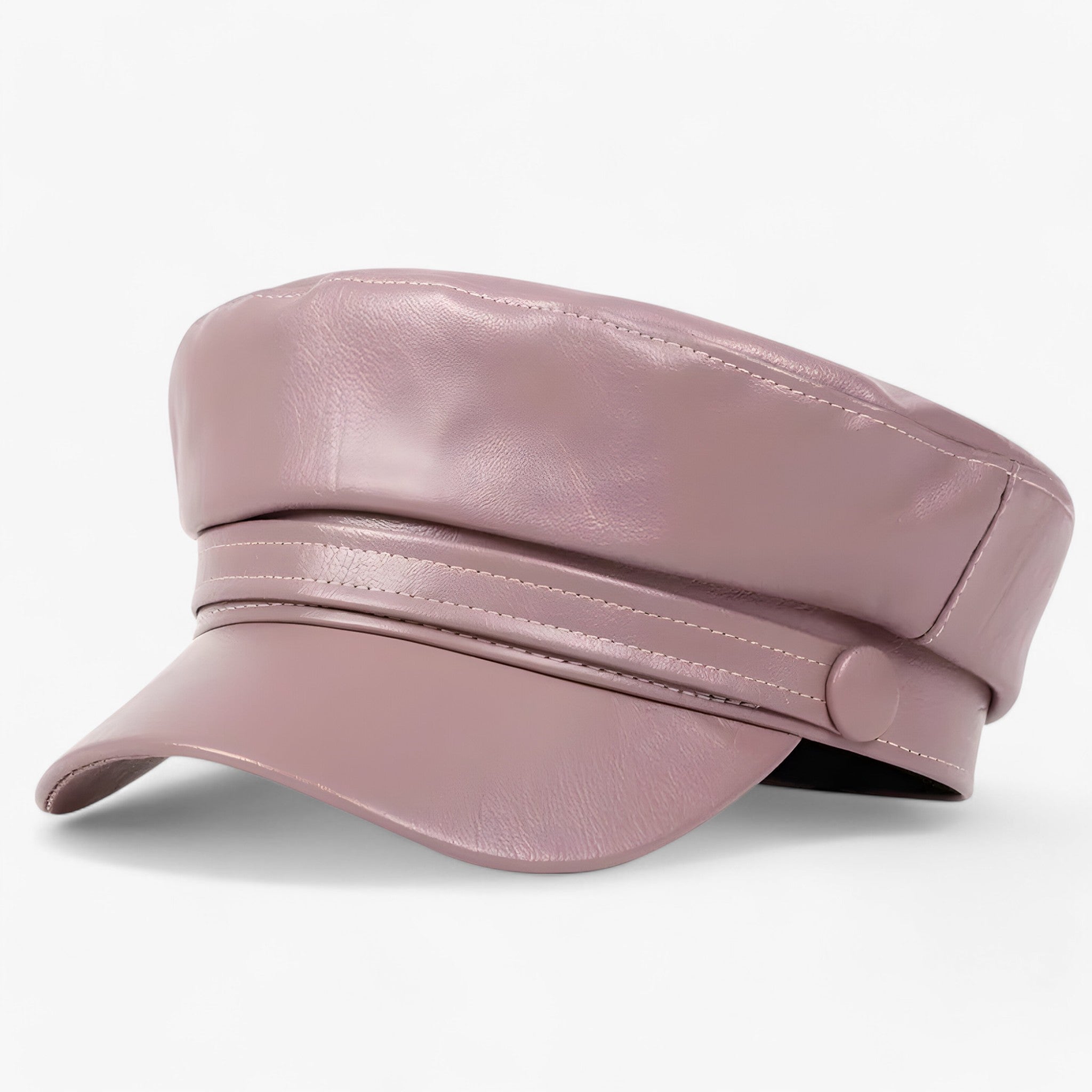 Flat Cap Octagonal PU Leather Adjustable Strap