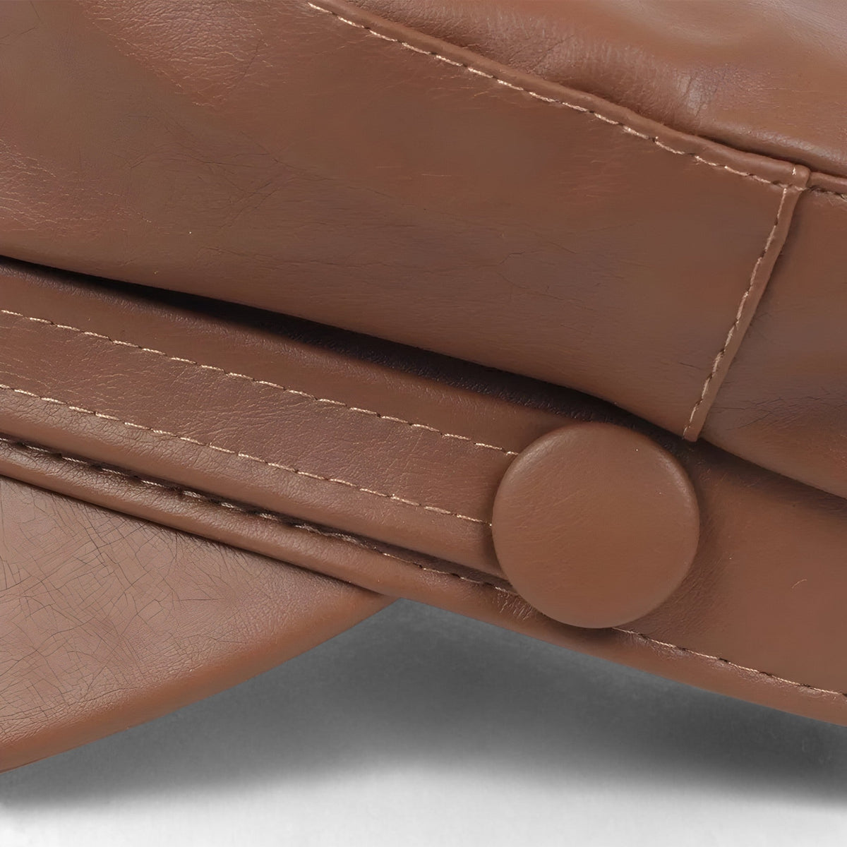 Flat Cap Octagonal PU Leather Adjustable Strap