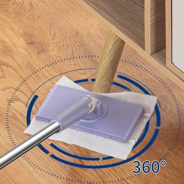 Flat Mop Touch-Free Slide-Pull 360° Swivel Stainless Steel Handle