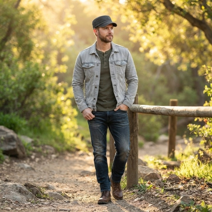 Flat Top Cap Cotton Curved Visor & Adjustable Fit
