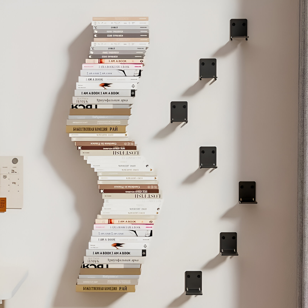 Floating Bookshelf Invisible Bracket Painted Iron Space-Saving