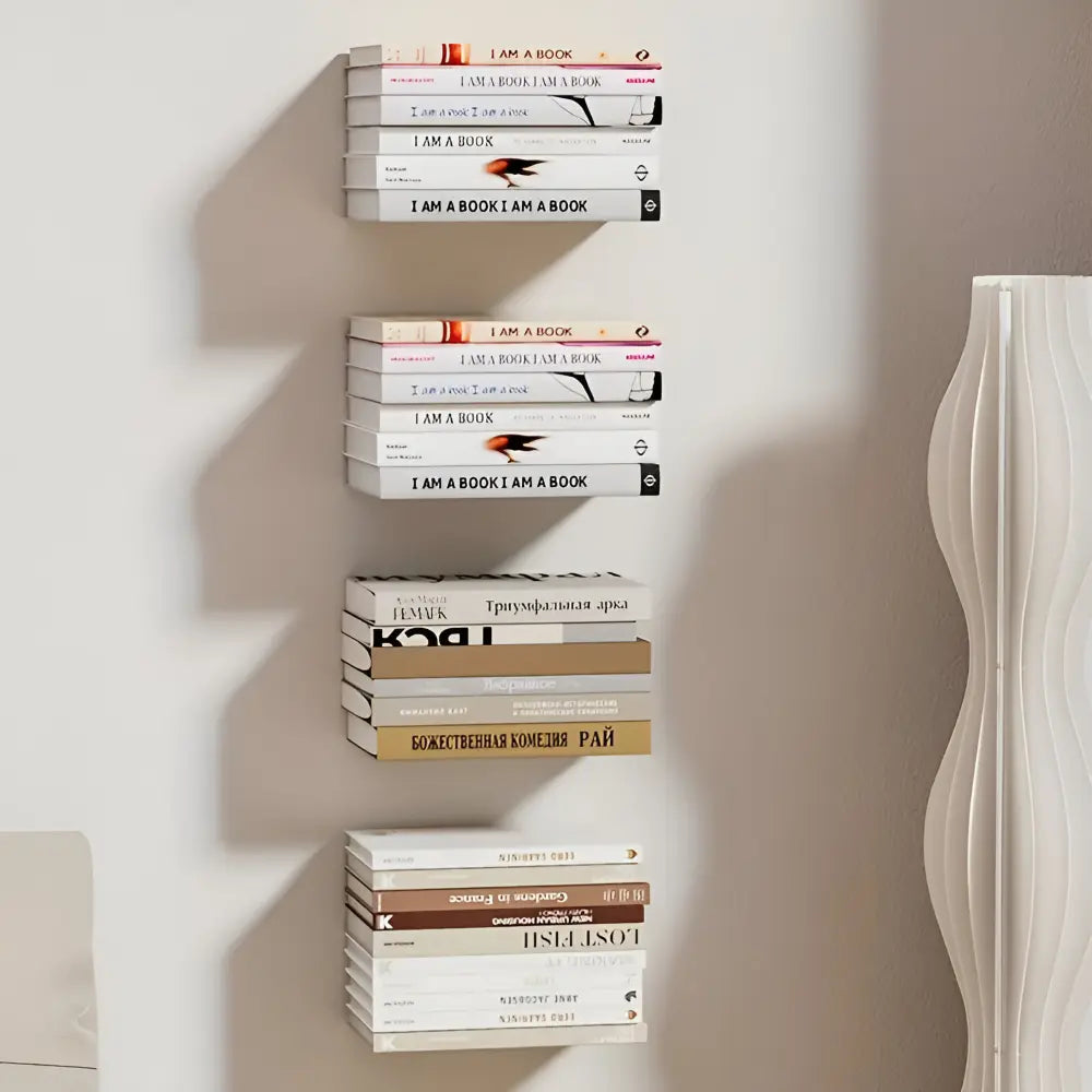 Floating Bookshelf Invisible Mount Painted Iron Set of 2
