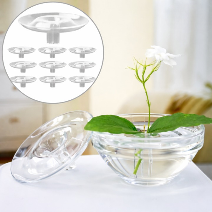 Floating Flower Holder Transparent Raised Edge Set of 10