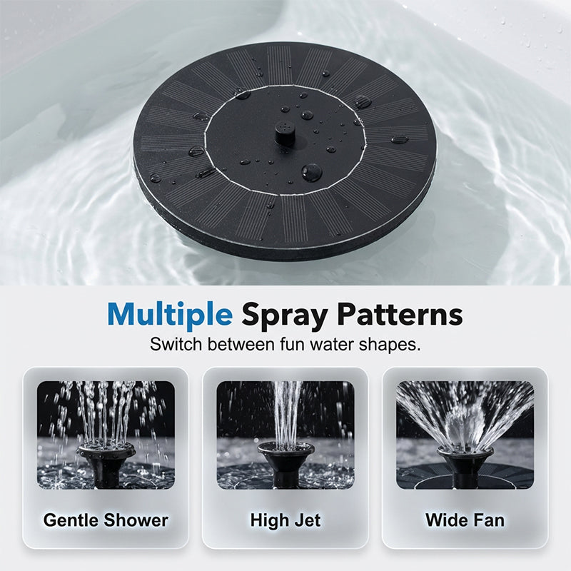 Floating Fountain Solar-Powered Interchangeable Nozzles Bathtub & Small Pools