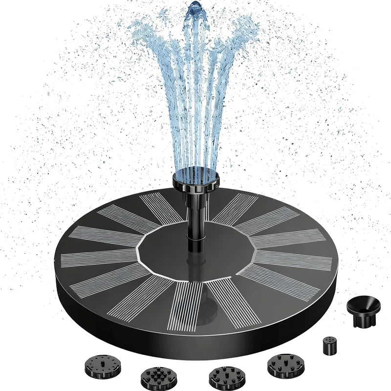 Floating Fountain Solar-Powered Interchangeable Nozzles & LED Option