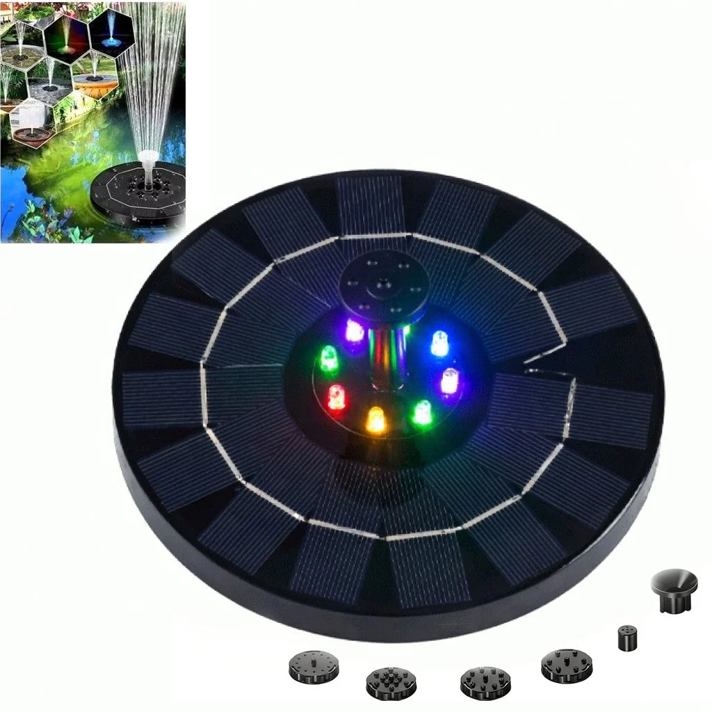 Floating Fountain Solar-Powered Interchangeable Nozzles & LED Option