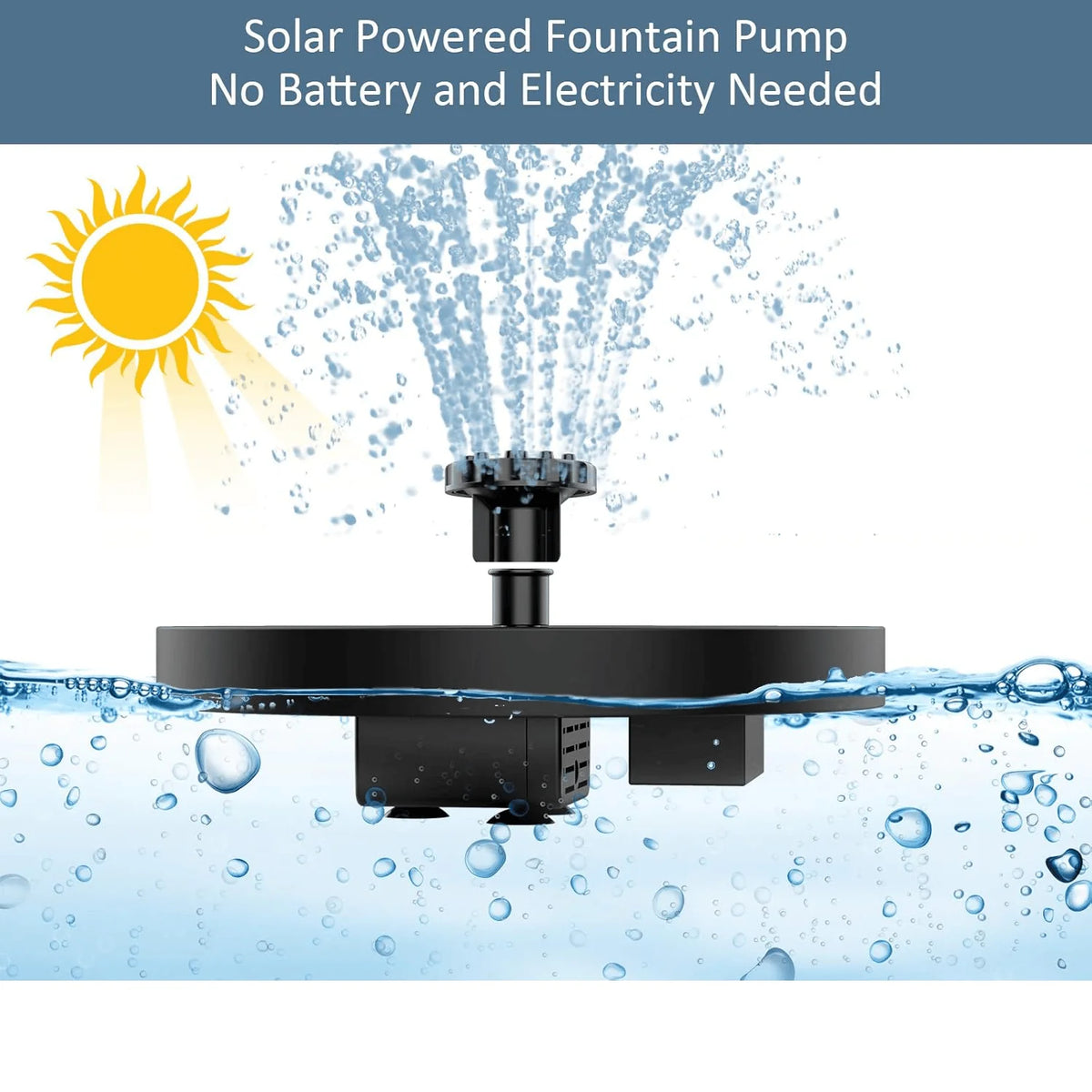 Floating Fountain Solar-Powered Interchangeable Nozzles & LED Option