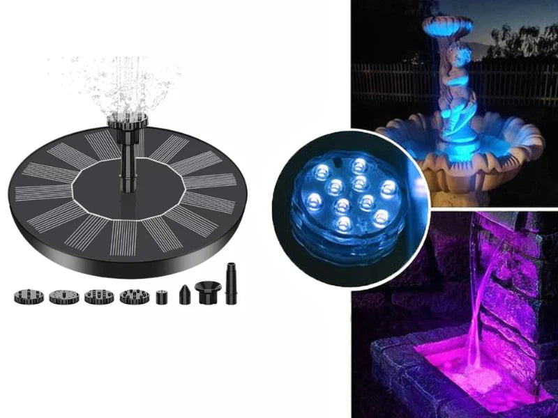 Floating Solar Fountain Solar-Powered Interchangeable Nozzles 12–20 In Spray