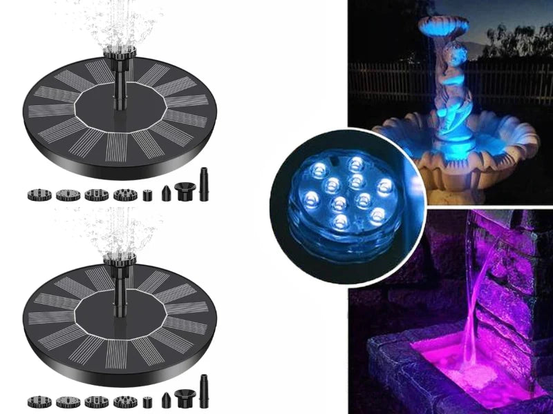 Floating Solar Fountain Solar-Powered Interchangeable Nozzles 12–20 In Spray