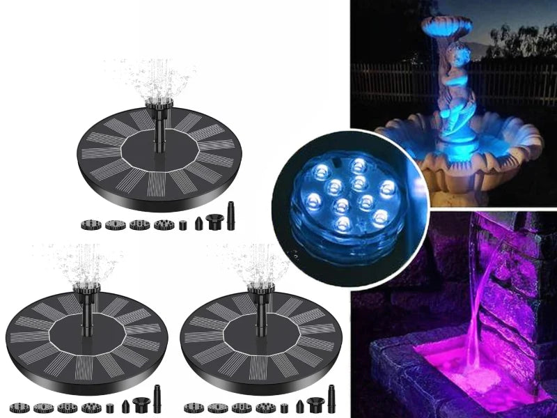Floating Solar Fountain Solar-Powered Interchangeable Nozzles 12–20 In Spray