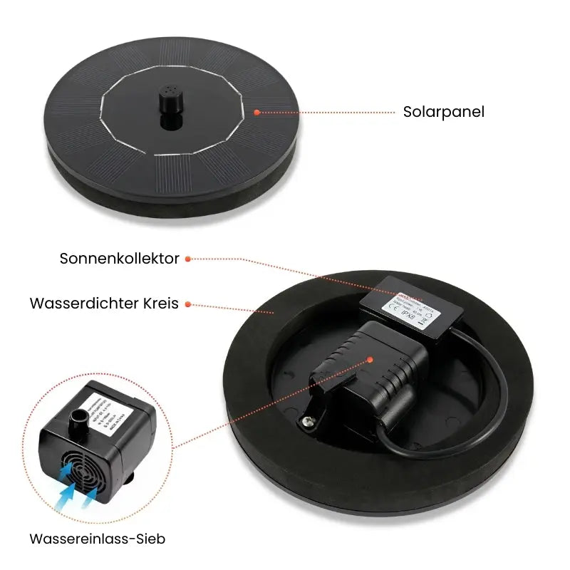 Floating Solar Fountain Solar-Powered Whisper-Quiet 4 Nozzles